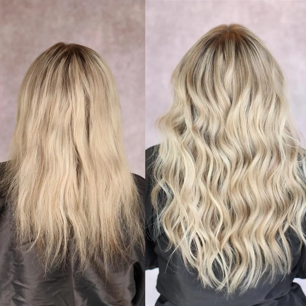 Before and after long blonde extensions